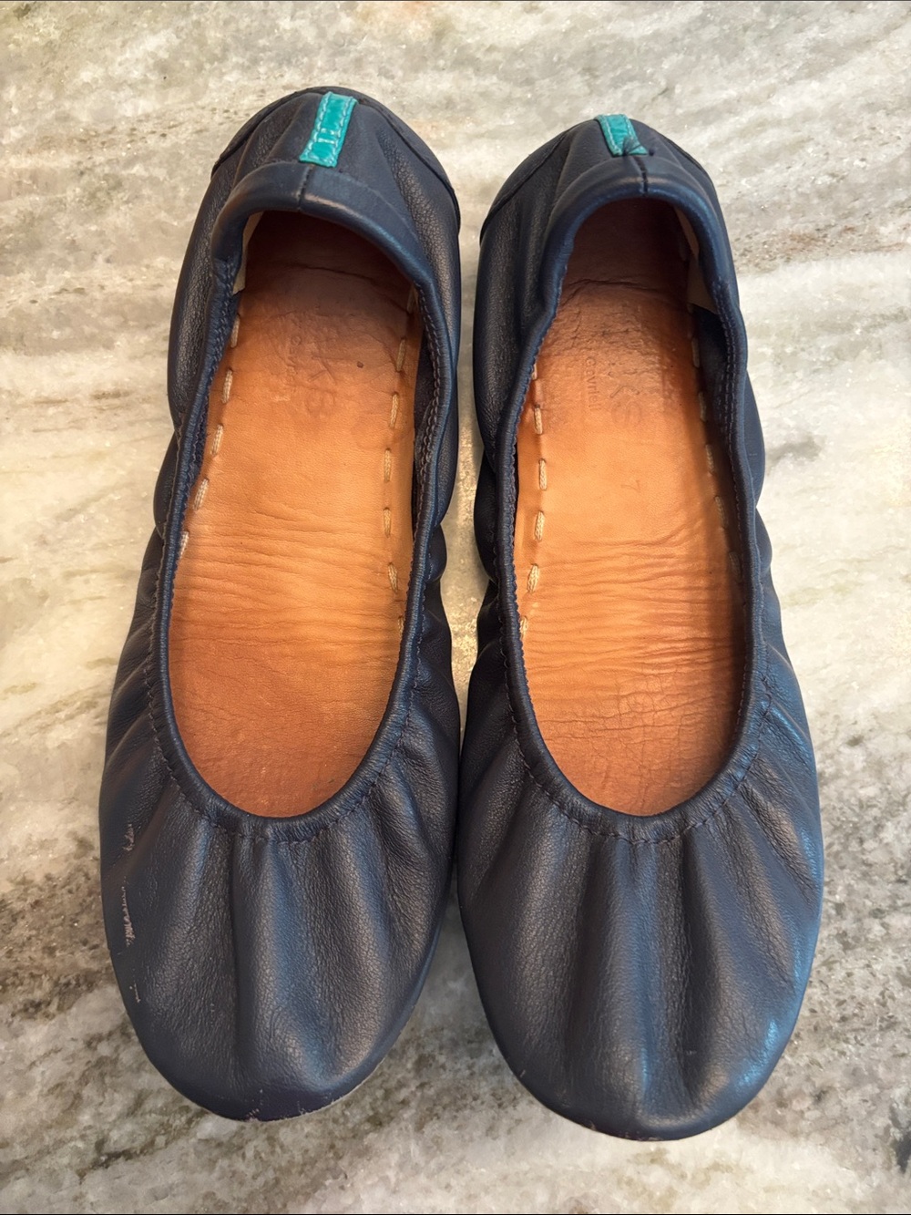 Tieks navy blue leather ballet flats size 7